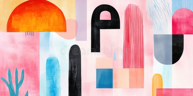 Abstract geometric colorful shapes modern art composition stock photography