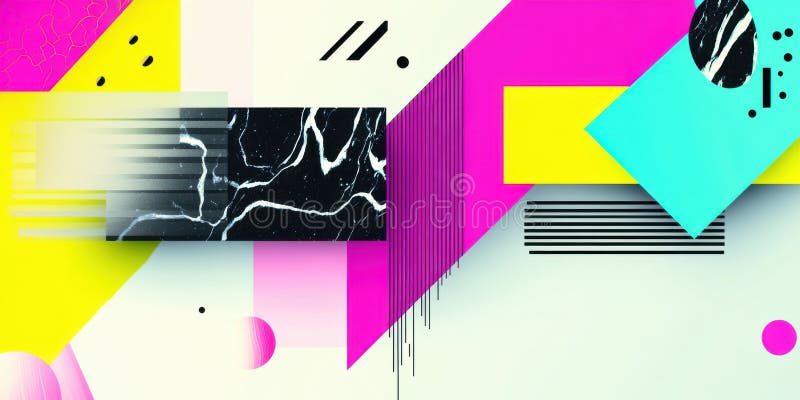 Abstract geometric composition with colorful shapes stock photography