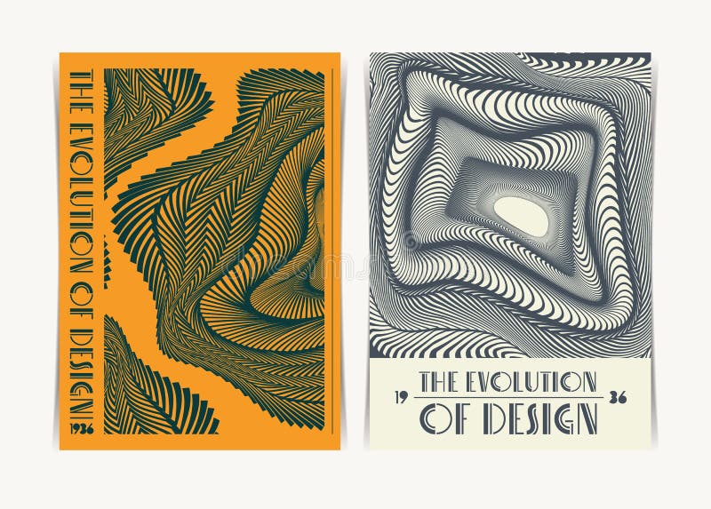 Abstract Geometric Composition with Distorted Lines Backdrop Flyer Template. Vector illustration royalty free illustration