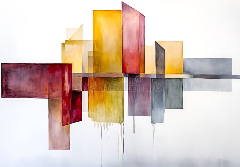 Abstract Geometric Composition Of Multicolored Blocks royalty free illustration