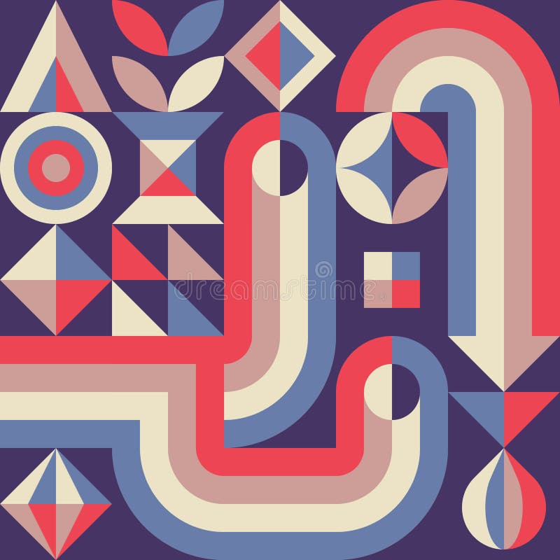 Abstract geometric concept poster design. Graphic pattern in bright colors. Business progress strategy development creative banner stock illustration