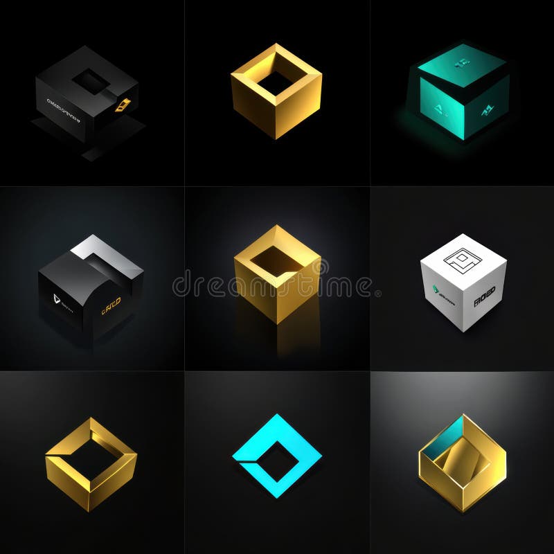 Abstract Geometric Cube Designs stock illustration