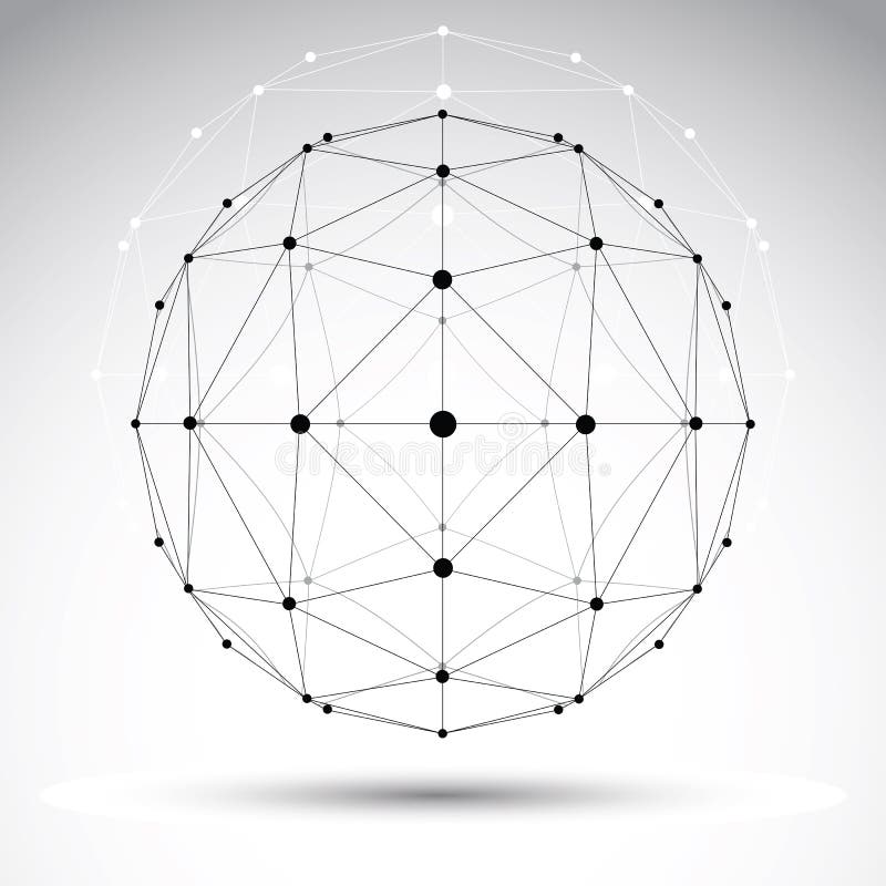 Abstract geometric 3D wireframe object, modern digital technology and science theme vector illustration, clear eps 8. royalty free illustration