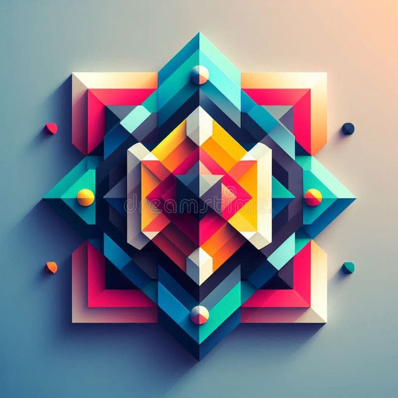 Dynamic arrangement of colorful squares in an abstract geometric design royalty free illustration