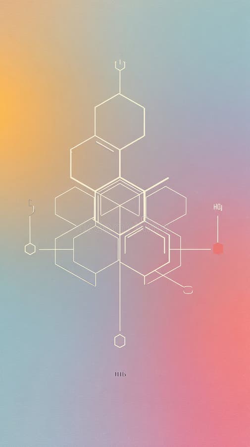 Abstract Geometric Design Featuring Interconnected Hexagons With a Gradient Background in Vibrant Pastel Colors stock image