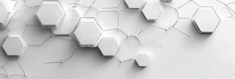 Abstract geometric design featuring interconnected hexagons on a white background stock image