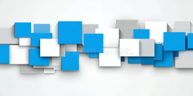 Abstract Geometric Design Overlapping Blue White and Gray Squares Background royalty free illustration