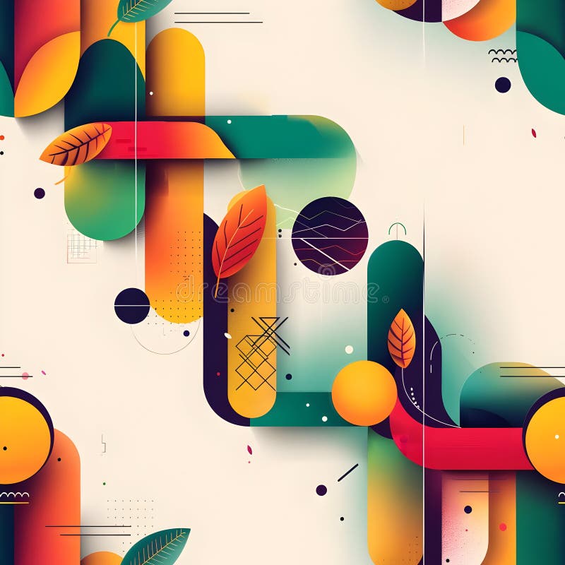 Abstract geometric design with vibrant colors and organic shapes ilustração royalty free