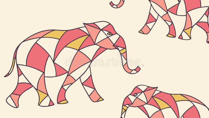 Abstract Geometric Elephants, vector design Generative AI stock illustration