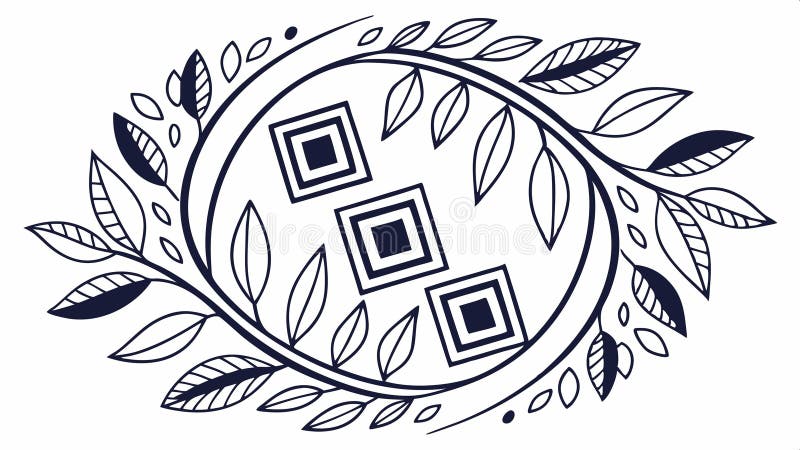 Abstract geometric floral pattern frame vector design Generative AI stock illustration