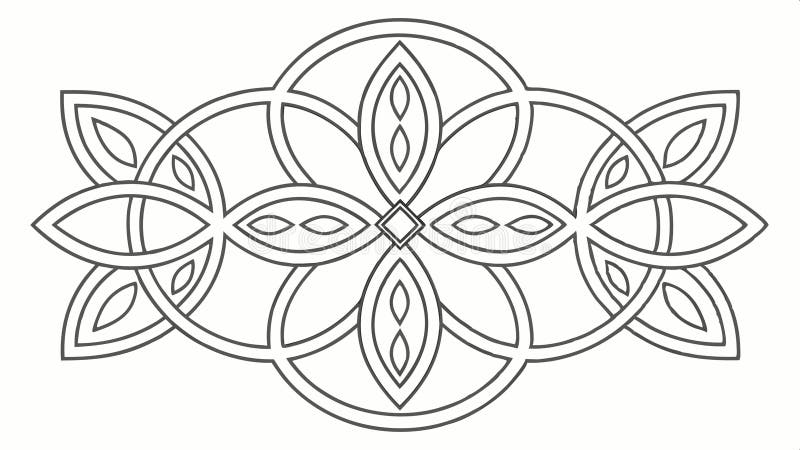 Abstract geometric flower patterned border element vector design Generative AI. A graphic illustration featuring an abstract geometric pattern designed as a border element, resembling stylized flowers or knots. This decorative design is intricate and repeating vector design Generative AI