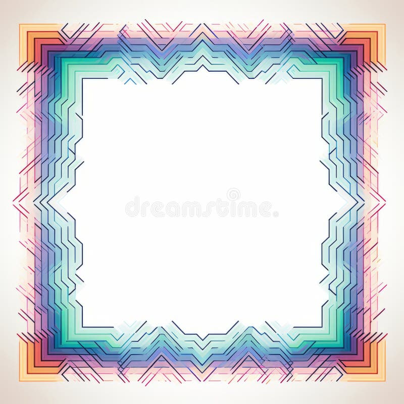 abstract geometric frame with colorful lines on a white background generative ai