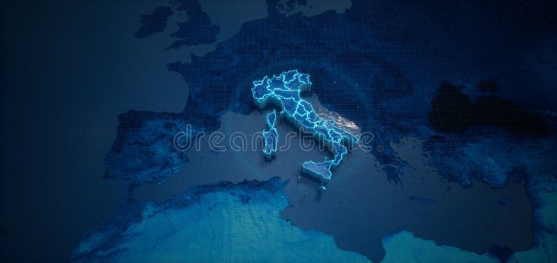 Abstract Geometric Futuristic Concept 3d Map of Italy with Borders As
