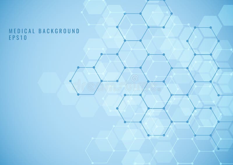 Abstract geometric hexagon structure medical science network pattern on blue background vector illustration