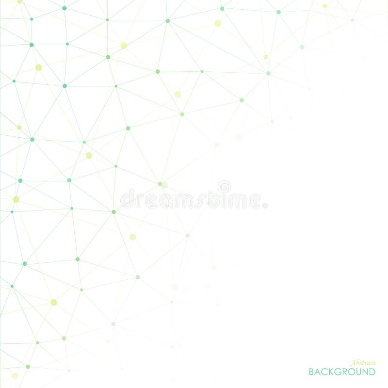 Abstract geometric lattice, the scope of green and yellow molecules. stock illustration