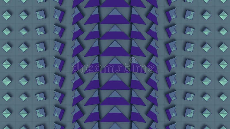 Loop animation of three-dimensional triangular geometric shapes. 3d rendering 4K stock video footage