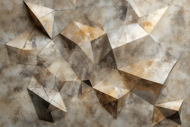 Abstract Geometric Low Polygonal Stone Texture Background Brown Beige and Gray Hues royalty free illustration