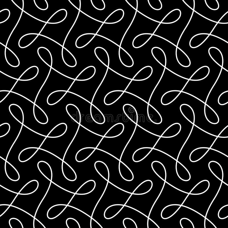 Seamless texture with thin curve lines, knots and loops on dark background royalty free illustration