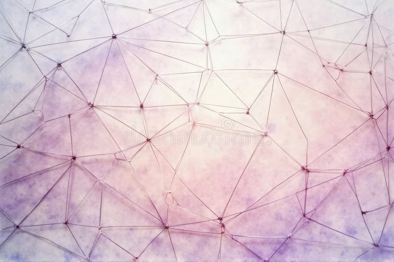Abstract geometric network with pink and purple gradient lines. That the image is generated using AI.