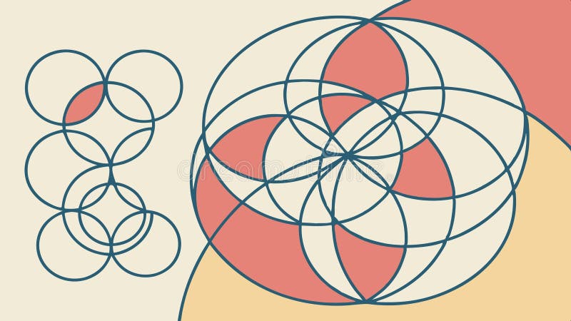 Abstract geometric overlapping circles, decorative pattern element vector design Generative AI stock illustration