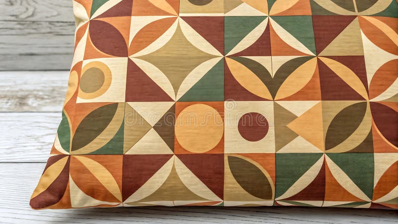 Abstract geometric pattern cushion, Stock Photo, Generative AI stock illustration