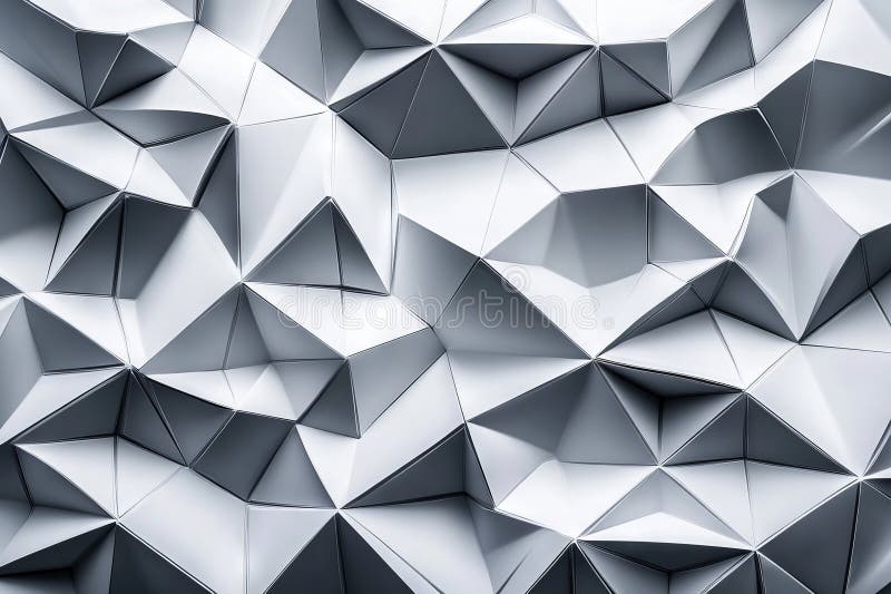 Abstract Geometric Pattern with 3D Triangular Shapes in Monochrome Tones royalty free illustration