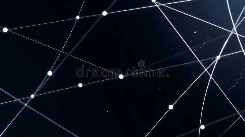 Abstract geometric pattern on a dark background featuring intersecting white lines and nodes represented by small circles. vector illustration
