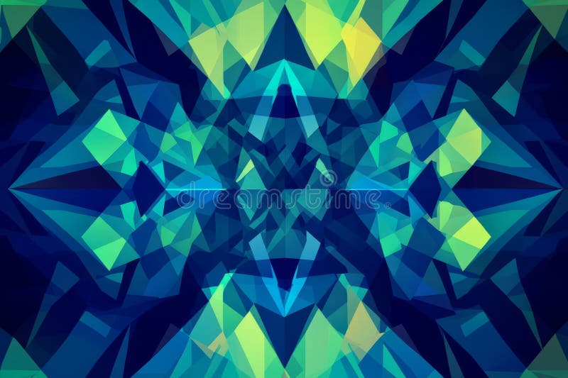 Abstract geometric pattern formed by linear shapes in vibrant blue and green, creating a modern royalty free stock photo