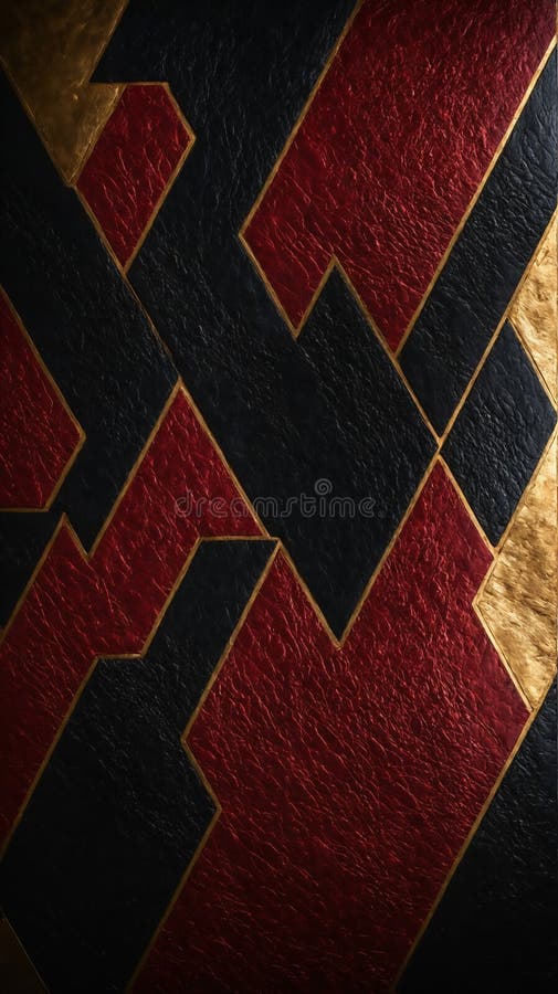 Abstract Geometric Pattern with Gold Accents, Red and Black Texture, High Resolution Image vector illustration