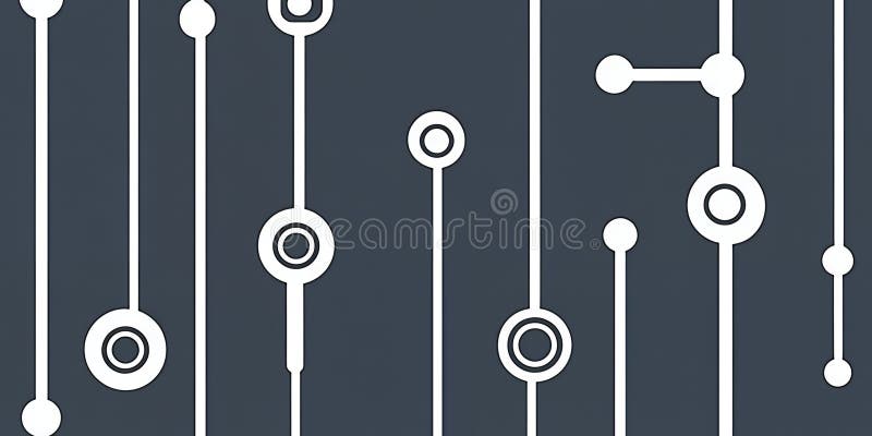 Abstract Geometric Pattern Modern White Lines and Circles on Dark Gray Background vector illustration