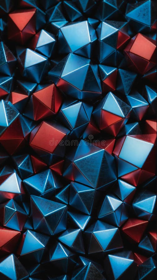 Abstract Geometric Pattern of Red and Blue Shapes, High Resolution Texture, Studio Shot stock illustration