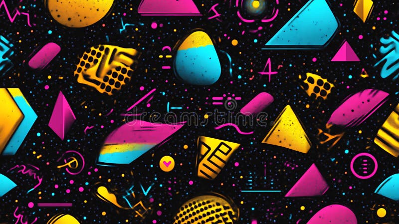 Abstract Geometric Pattern in Vivid Colors on Black Background vector illustration