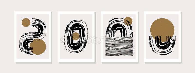 Abstract geometric poster in modern mid century style vector illustration