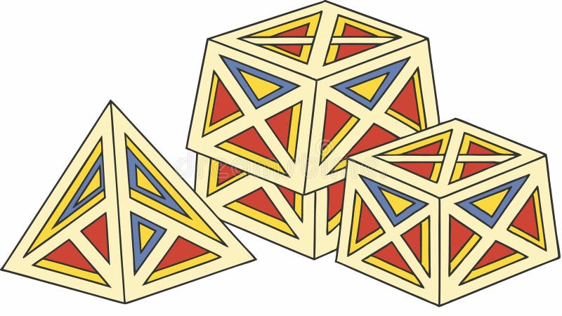 Abstract Geometric Pyramid Shapes Interlocking Design Vector-vektordesign Generativ AI stock illustrationer