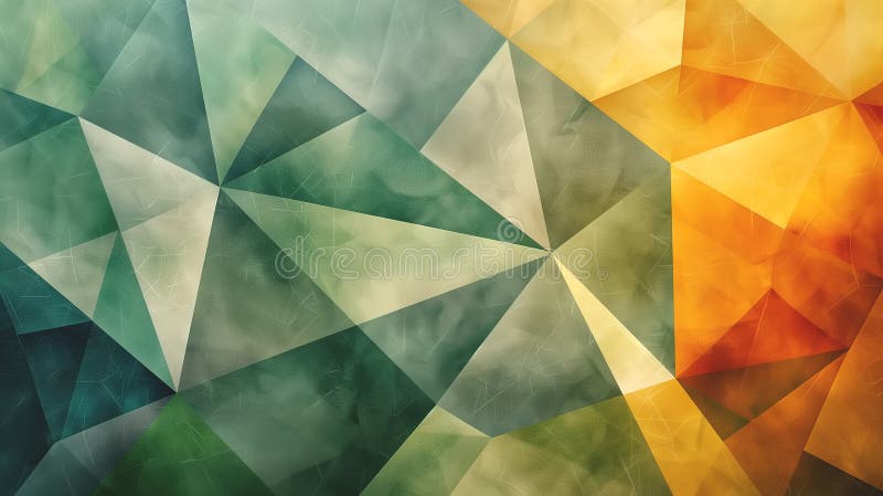 Fundal din hârtie absorbantă geometrică cu formă triunghiulară portocalie și verde. model tridimensional colorat. vibrant royalty free illustration