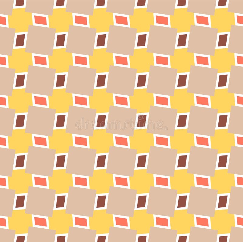 Abstract geometric seamless pattern in pastel colors. Small trapezium rotate around large squares. Fabric, textile, print vector illustration
