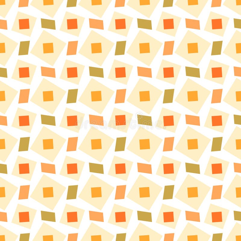 Abstract geometric seamless pattern in pastel colors. Trapezium rotate around squares. Fabric, textile, print background. Warm stock illustration