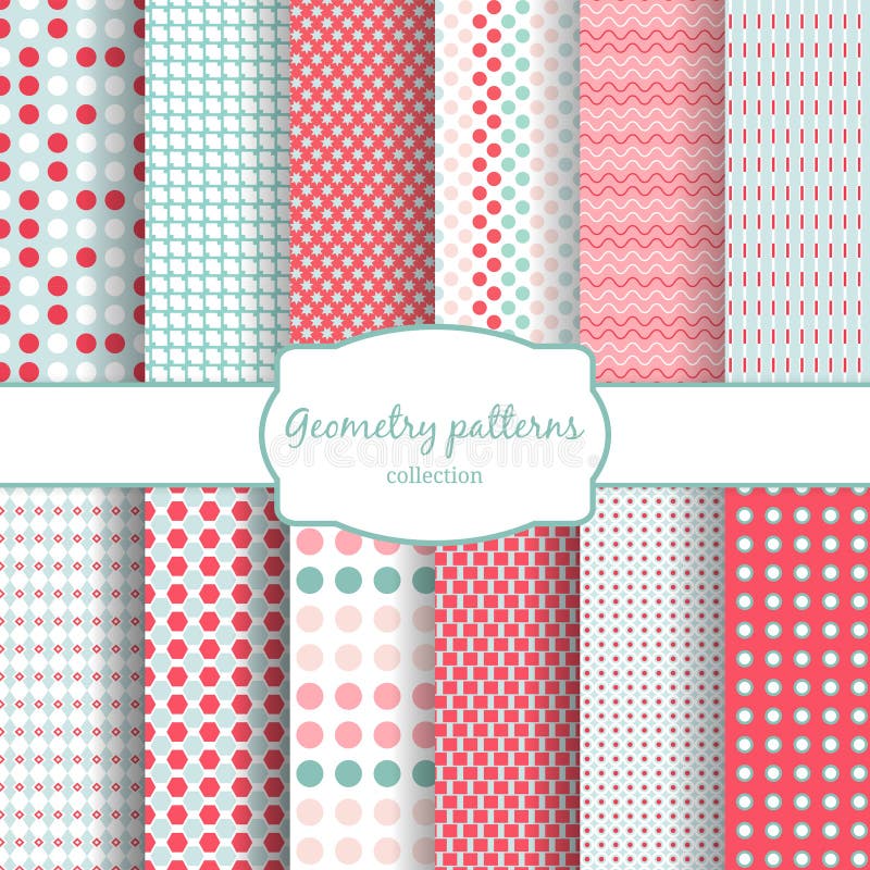 Abstract geometric seamless patterns set vector illustration