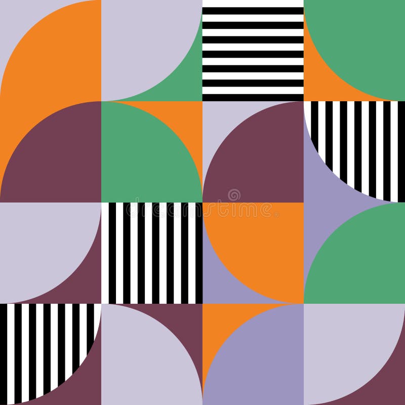 Abstract geometric shape blocks and stripes seamless pattern stock illustration