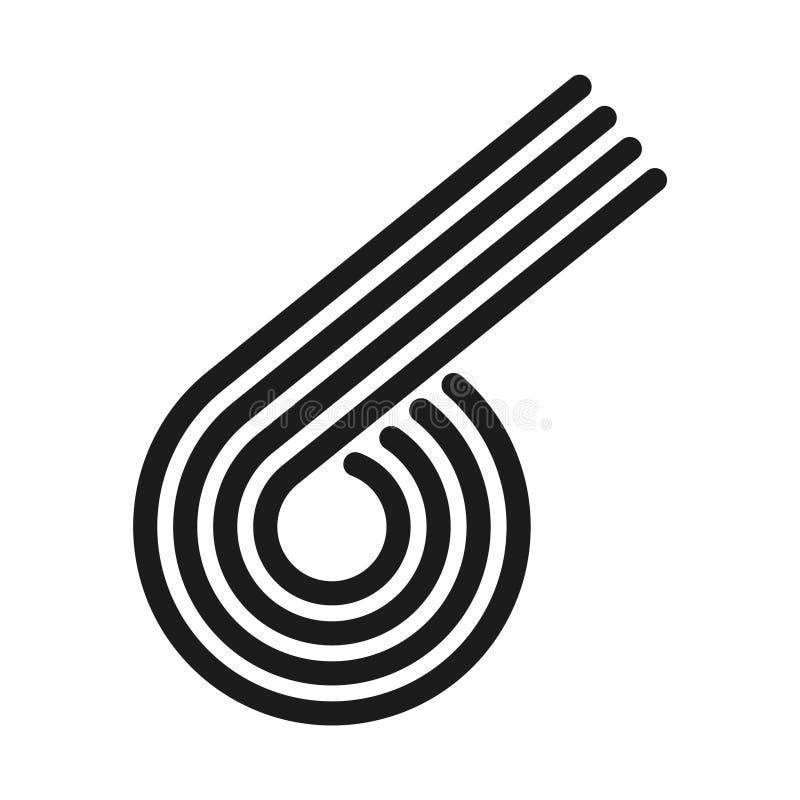 Abstract geometric shape. Minimal circular pattern. Bold curved lines. Black vector design. stock illustration