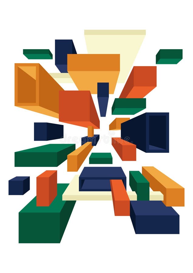 Abstract geometric shape perspective view modern art style on white background vector illustration