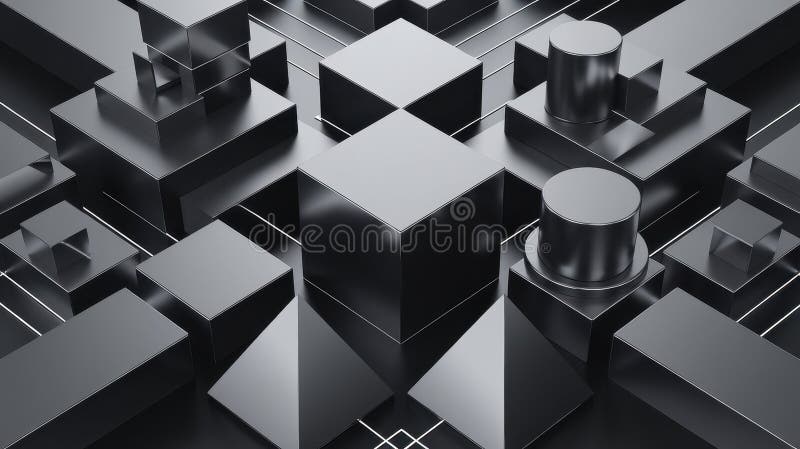Abstract geometric shapes in black, creating a modern and sleek visual design. royalty free illustration