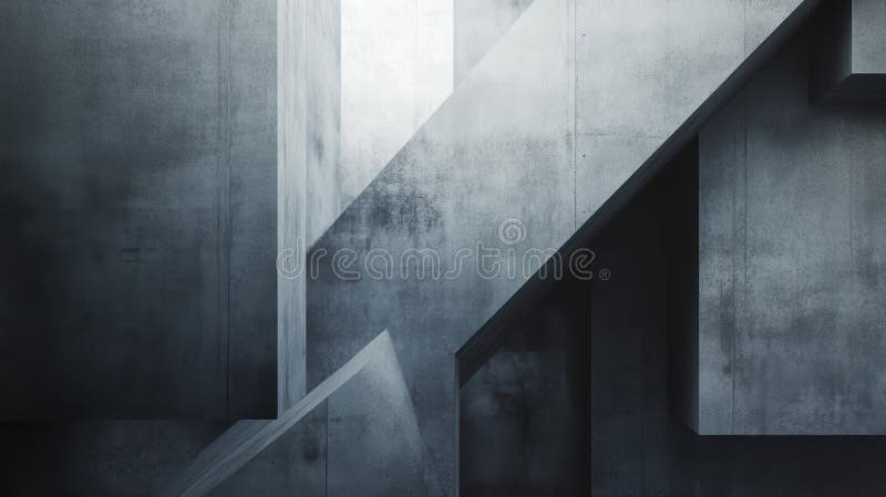 Abstract geometric shapes create a modern architectural composition in grey royalty free illustration