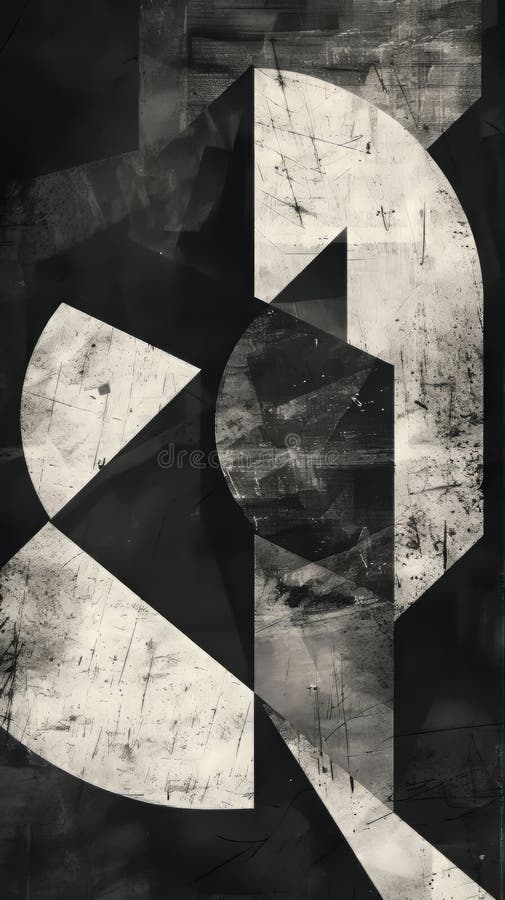 Abstract geometric shapes in a monochromatic palette stock illustration