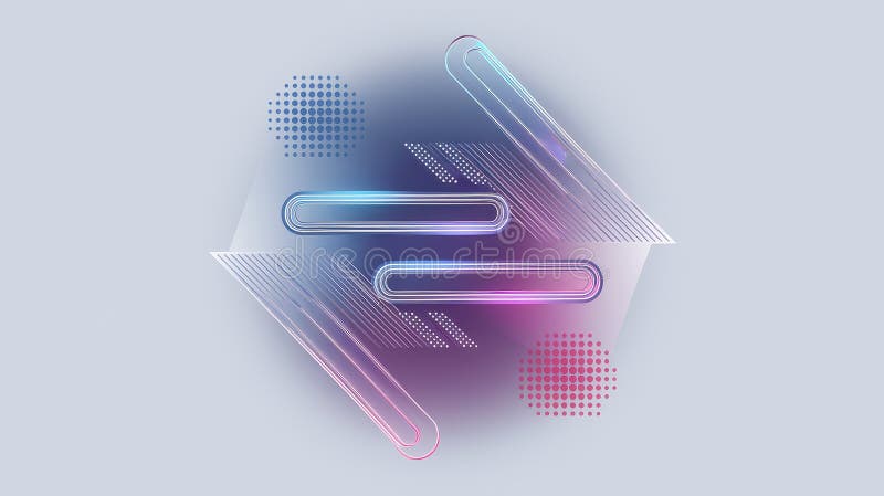 Abstract geometric shapes with vibrant gradients on a soft blue background. royalty free illustration