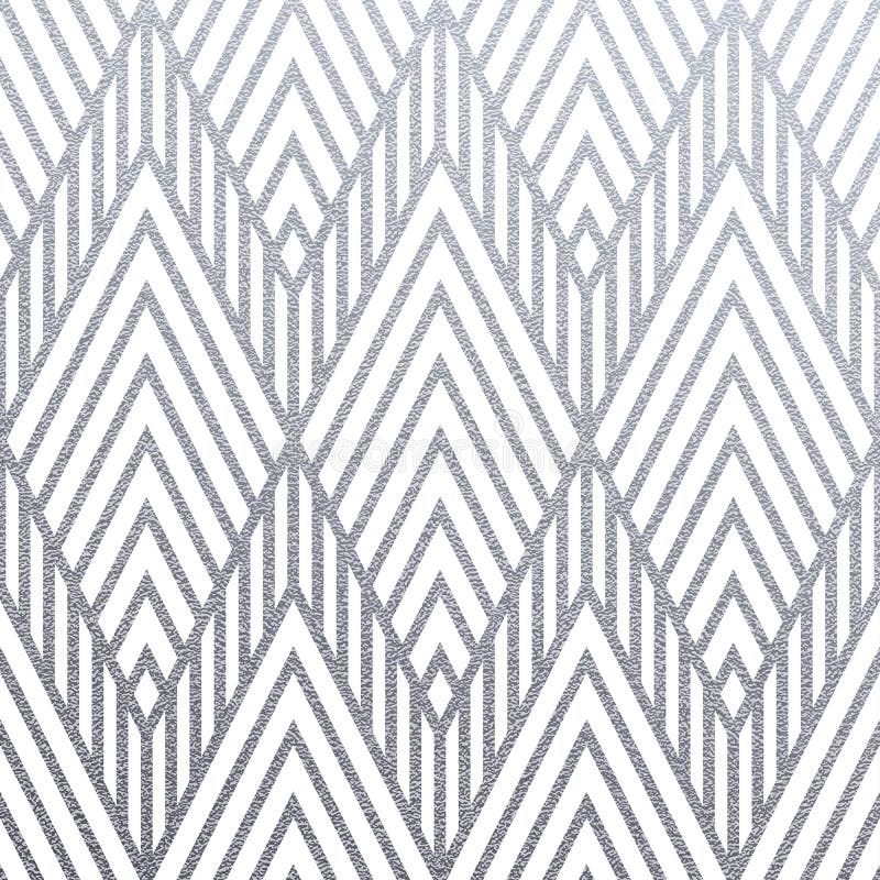 Abstract geometric silver pattern background of square or triangle mesh ornament seamless tiles for modern design template. Vector