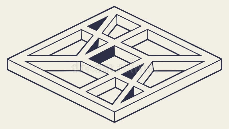 Abstract Geometric Square Maze, Complex Puzzle Design, vector design Generative AI stock illustration