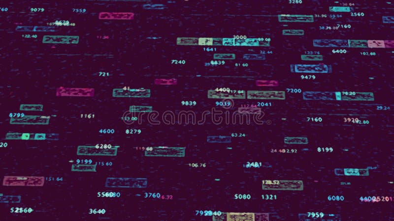 Abstract geometric technological pattern with blocks of data moving on black background. Animation. Encrypted flowing stock illustration