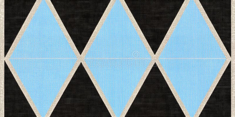 Abstract Geometric Textile Design Blue Black Beige Diamond Pattern Background royalty free illustration