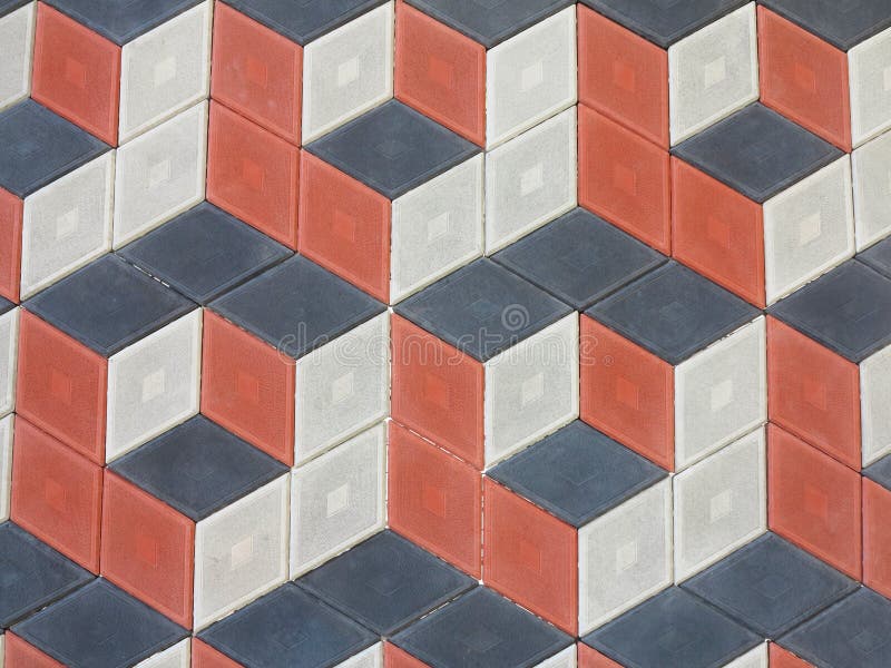 Abstract geometrical brick stone pavement black and red pattern